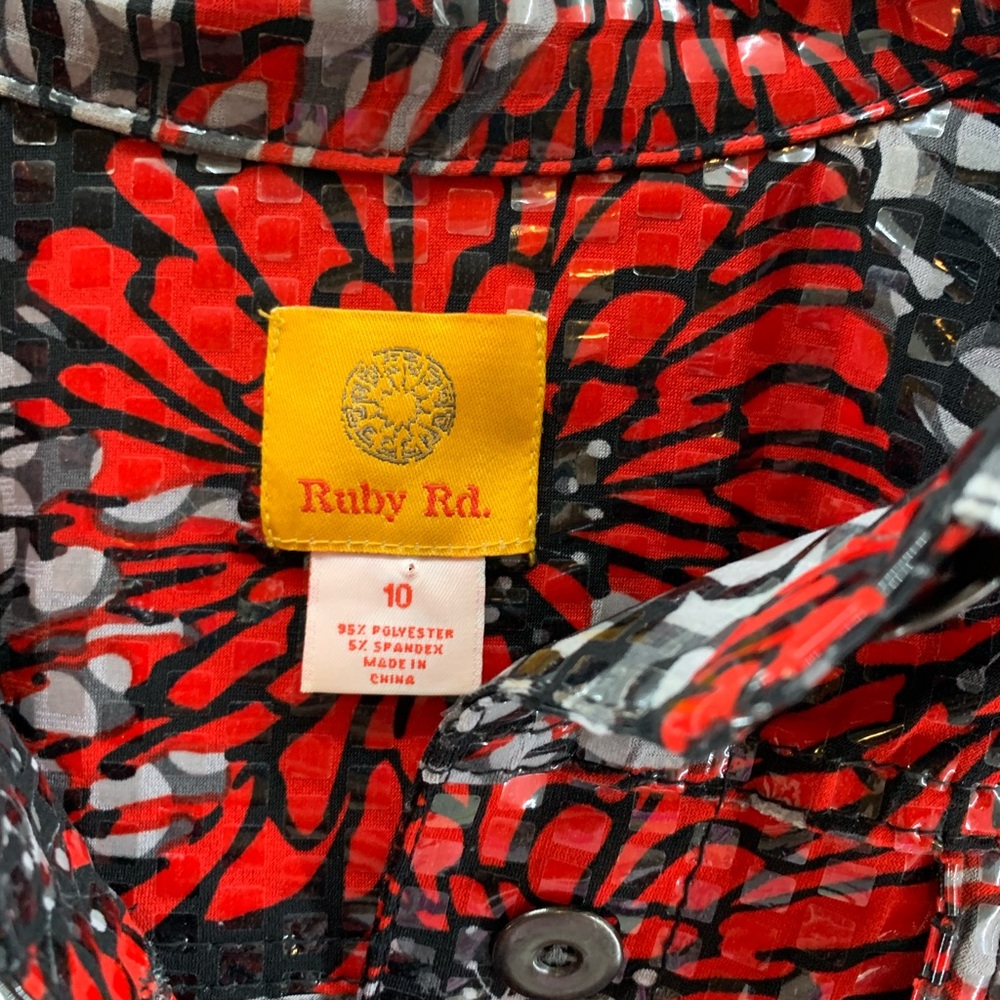 Ruby Rd Shiny Black Red Gray Jacket - Picture 3 of 6